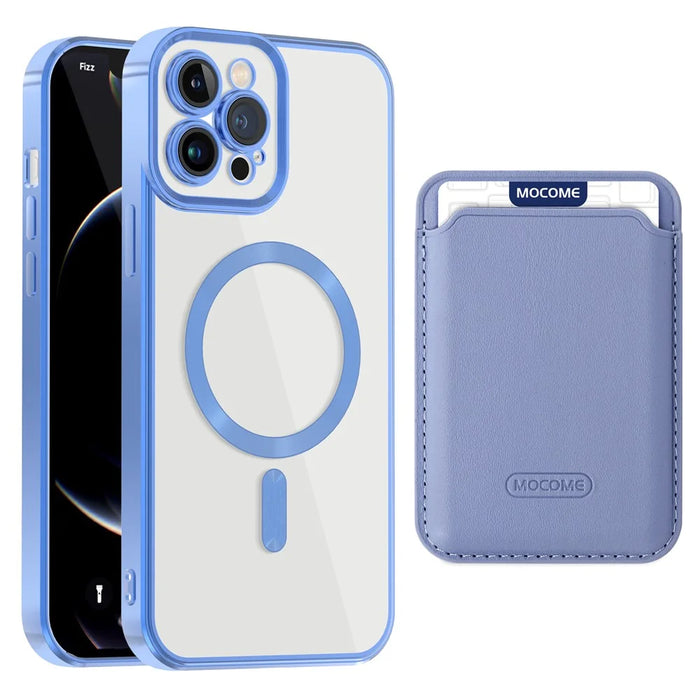 Magnetic Case for iPhone 12 Pro Max 6.7 inch Shockproof Phone Cover TPU + PC Case with Card Bag - Blue - 1