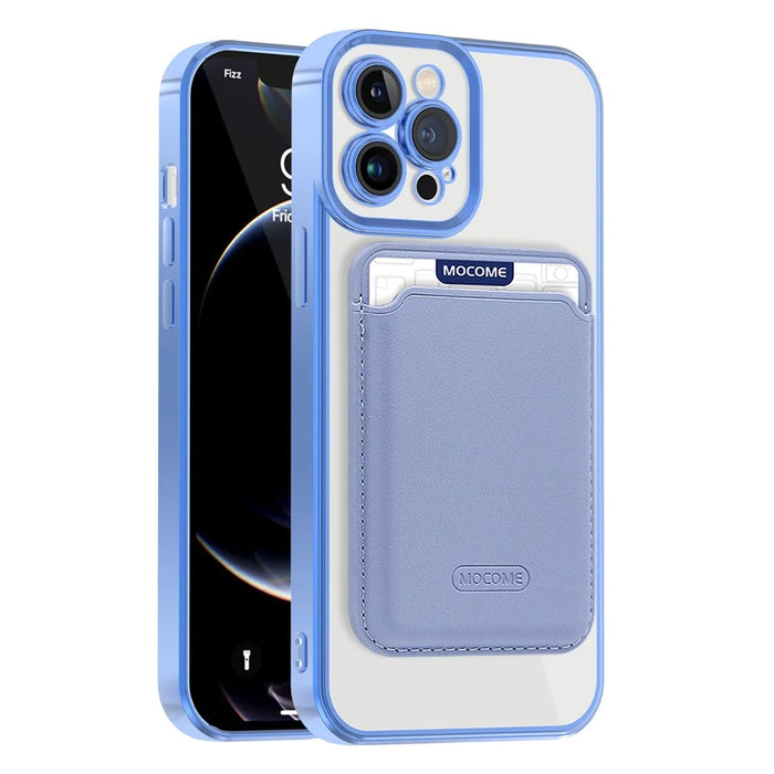 Magnetic Case for iPhone 12 Pro Max 6.7 inch Shockproof Phone Cover TPU + PC Case with Card Bag - Blue - 2