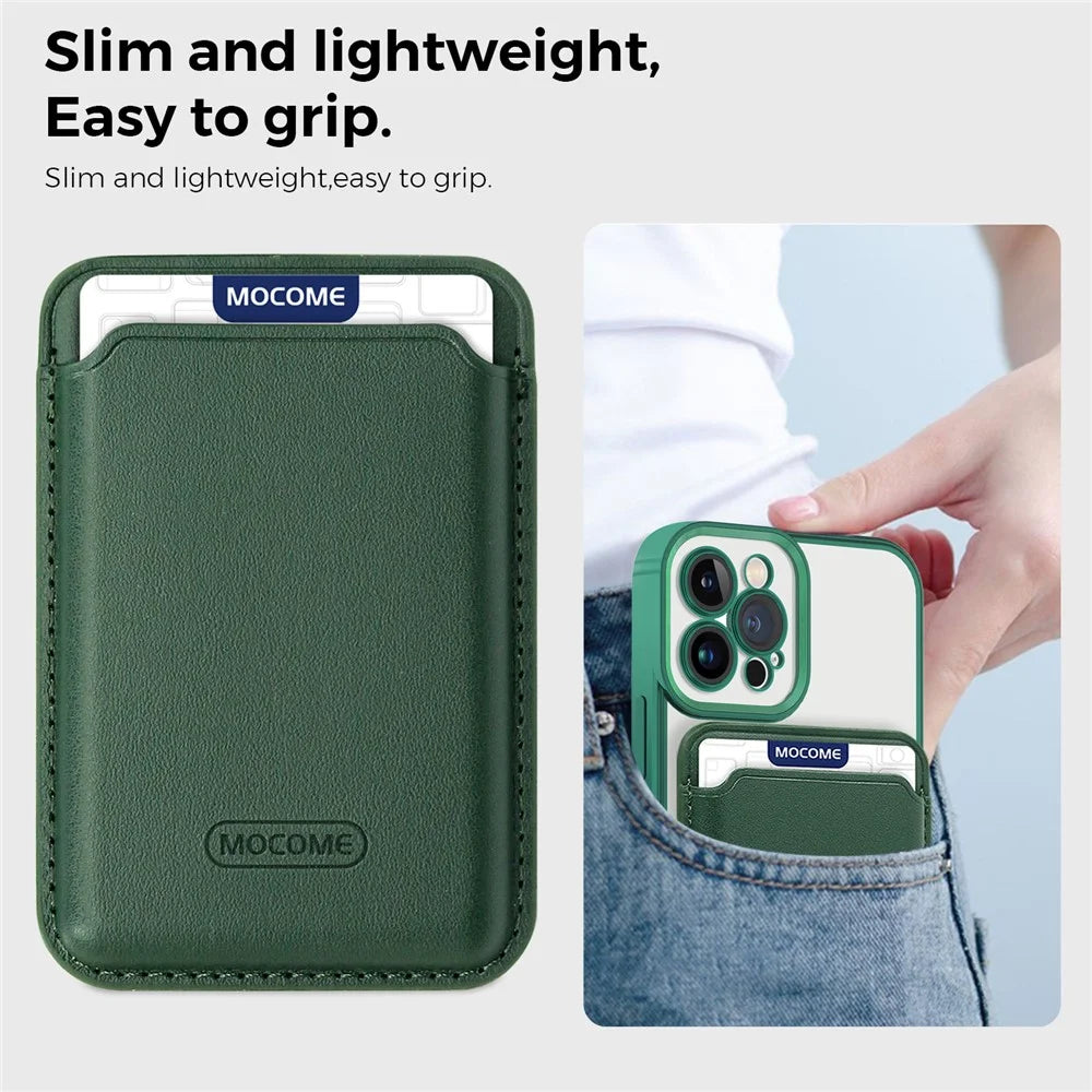 Anti-Scratch Slim Case for iPhone 12 Pro 6.1 inch TPU + PC Phone Cover Magnetic Case with Card Bag - Green - 6