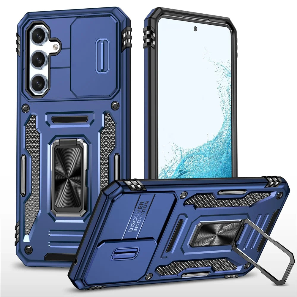 Armor Series Phone Case for Samsung Galaxy A54 5G , PC + TPU Shockproof Phone Cover Kickstand - Blue - 1