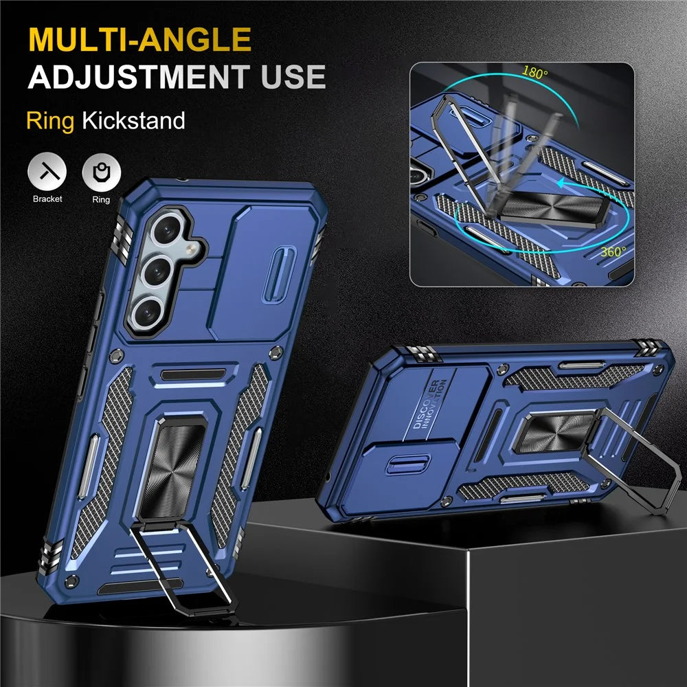 Armor Series Phone Case for Samsung Galaxy A54 5G , PC + TPU Shockproof Phone Cover Kickstand - Blue - 4