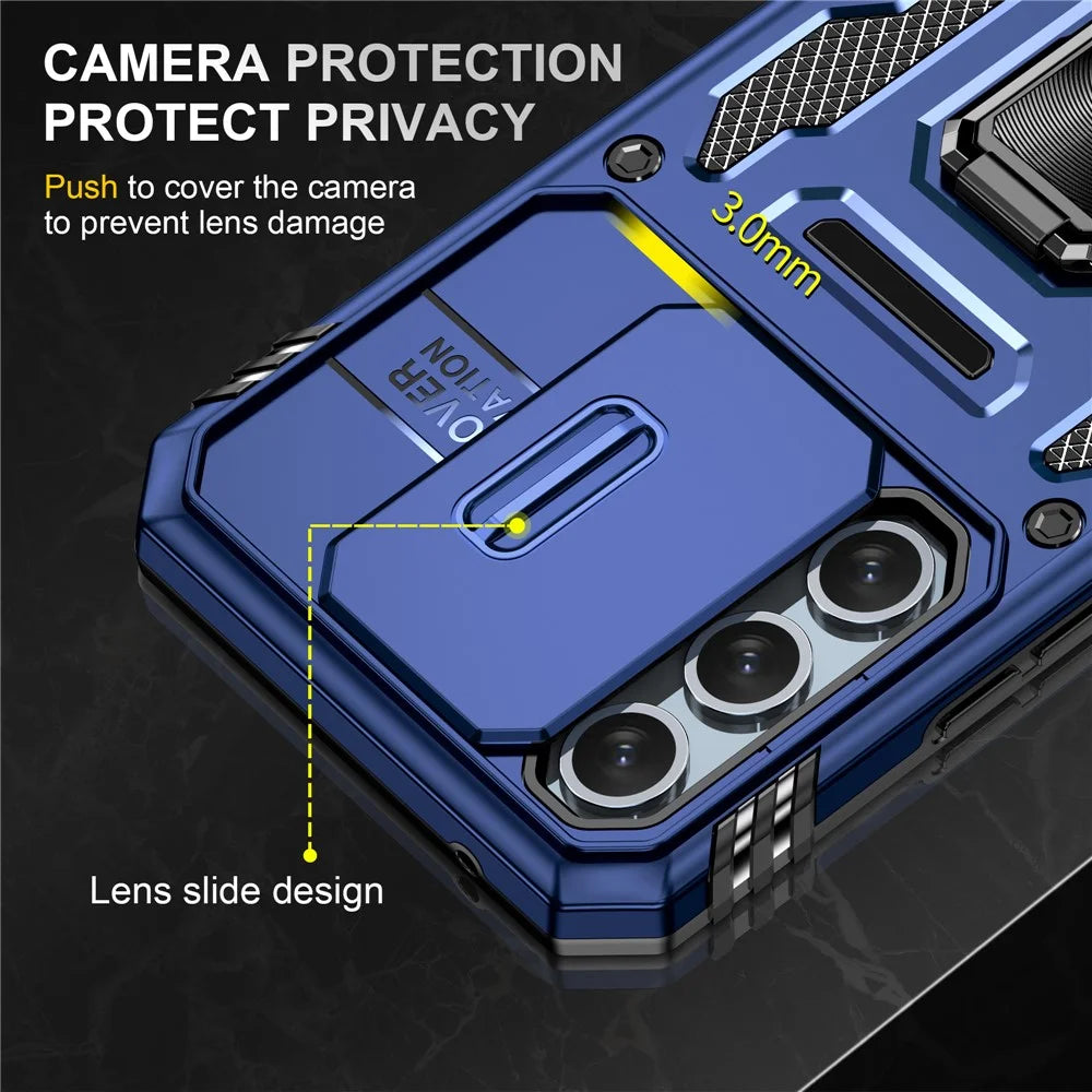 Armor Series Phone Case for Samsung Galaxy A54 5G , PC + TPU Shockproof Phone Cover Kickstand - Blue - 5