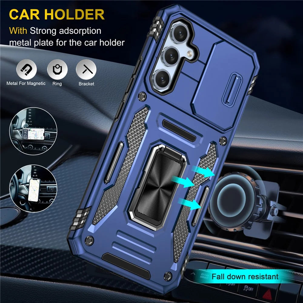 Armor Series Phone Case for Samsung Galaxy A54 5G , PC + TPU Shockproof Phone Cover Kickstand - Blue - 6