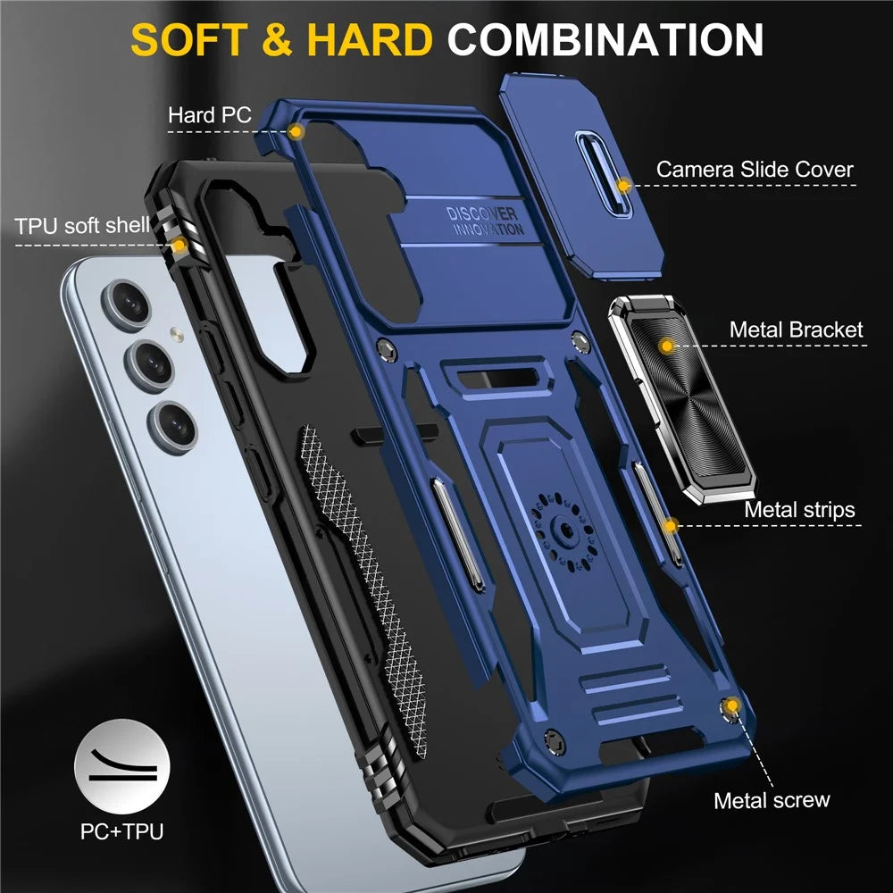 Armor Series Phone Case for Samsung Galaxy A54 5G , PC + TPU Shockproof Phone Cover Kickstand - Blue - 7