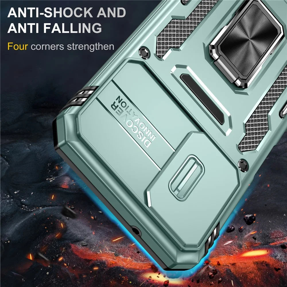 For Samsung Galaxy A14 4G / 5G Armor Series Anti-drop Phone Case PC + TPU Mobile Phone Back Cover Kickstand - Green - 2