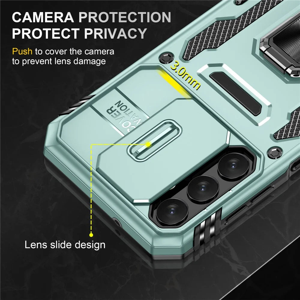 For Samsung Galaxy A14 4G / 5G Armor Series Anti-drop Phone Case PC + TPU Mobile Phone Back Cover Kickstand - Green - 5