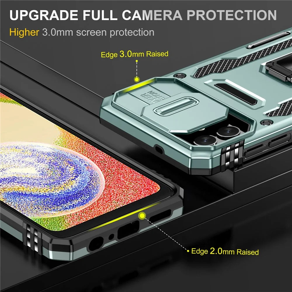 Shockproof Phone Case for Samsung Galaxy A04 4G (164.4 x 76.3 x 9.1 mm) / M13 5G , Armor Series PC + TPU Cover Kickstand - Green - 3