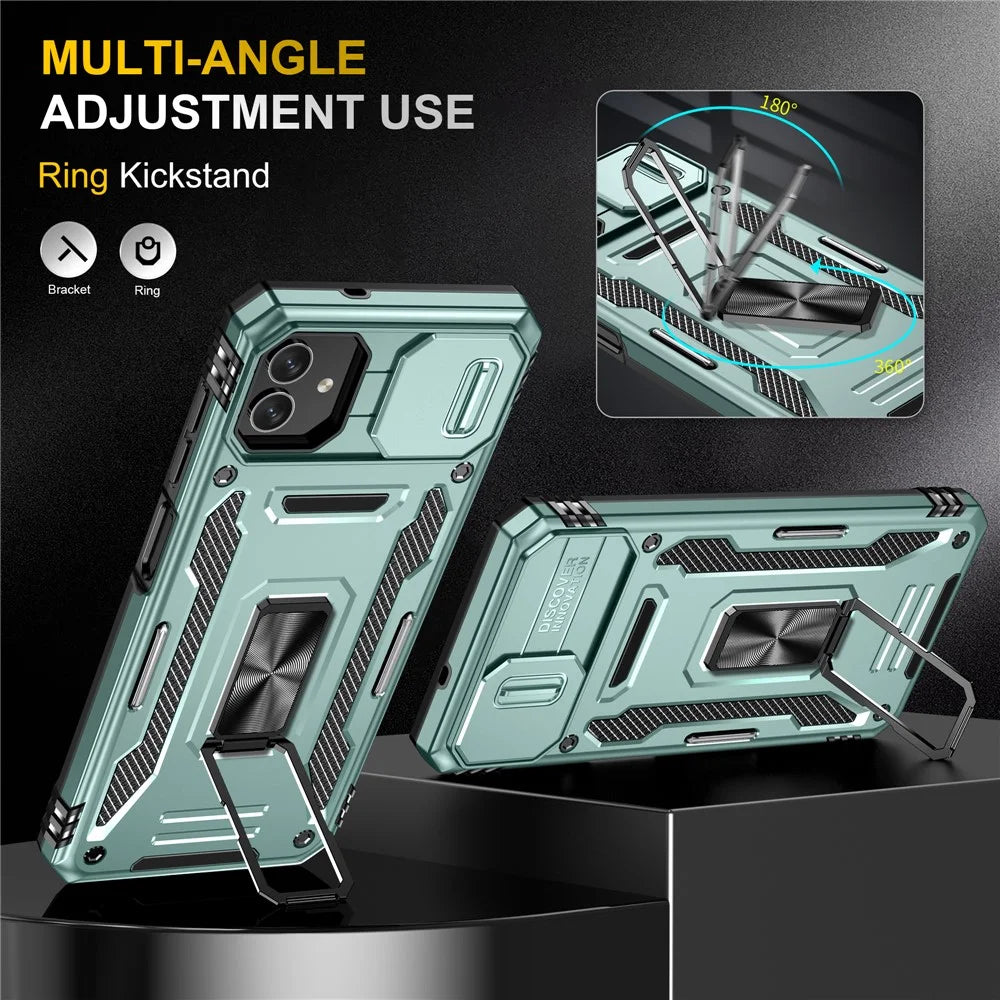 Shockproof Phone Case for Samsung Galaxy A04 4G (164.4 x 76.3 x 9.1 mm) / M13 5G , Armor Series PC + TPU Cover Kickstand - Green - 4
