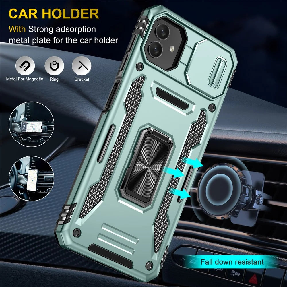 Shockproof Phone Case for Samsung Galaxy A04 4G (164.4 x 76.3 x 9.1 mm) / M13 5G , Armor Series PC + TPU Cover Kickstand - Green - 6