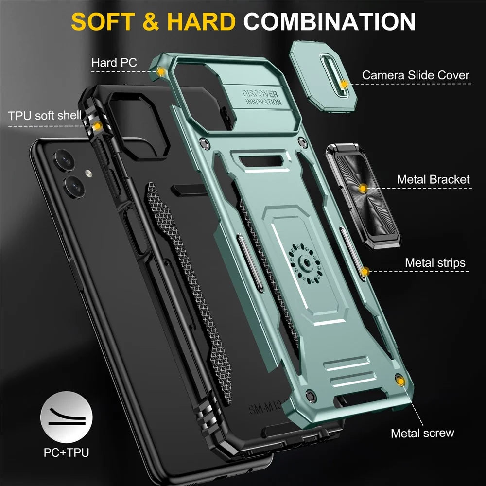 Shockproof Phone Case for Samsung Galaxy A04 4G (164.4 x 76.3 x 9.1 mm) / M13 5G , Armor Series PC + TPU Cover Kickstand - Green - 7