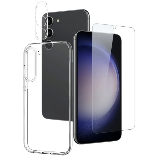 NORTHJO For Samsung Galaxy S23+ TPU Case Phone Cover+Tempered Glass Film+Camera Lens Protector (Support Fingerprint Unlock) - 1