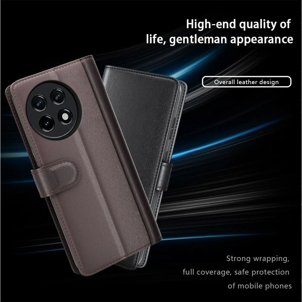 For OnePlus Ace 2 5G / 11R 5G Case Genuine Split Leather Phone Cover with Wallet Stand - Brown - 4