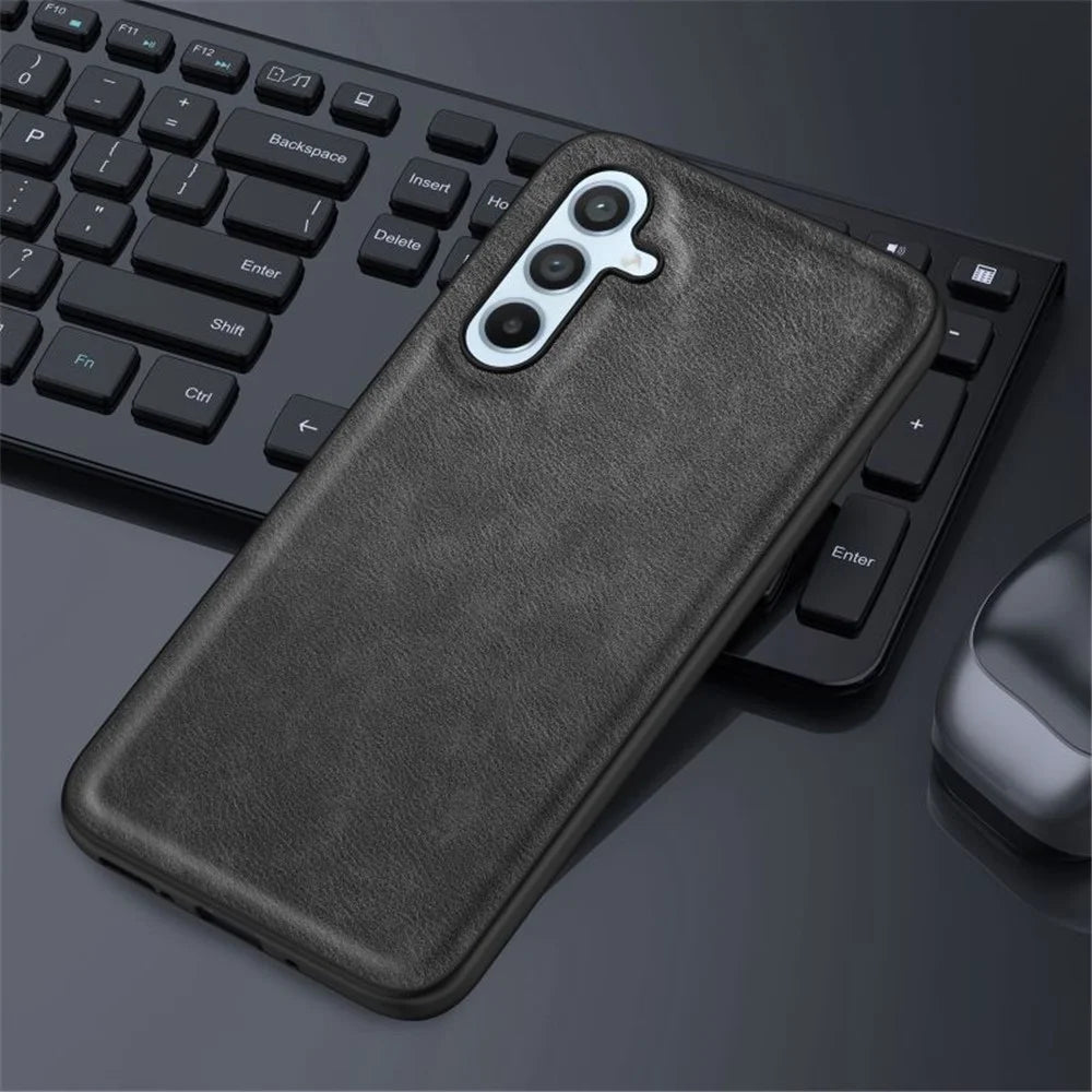 For Samsung Galaxy A54 5G Retro Texture Phone Case PU Leather Coated TPU Phone Cover - Black - 2