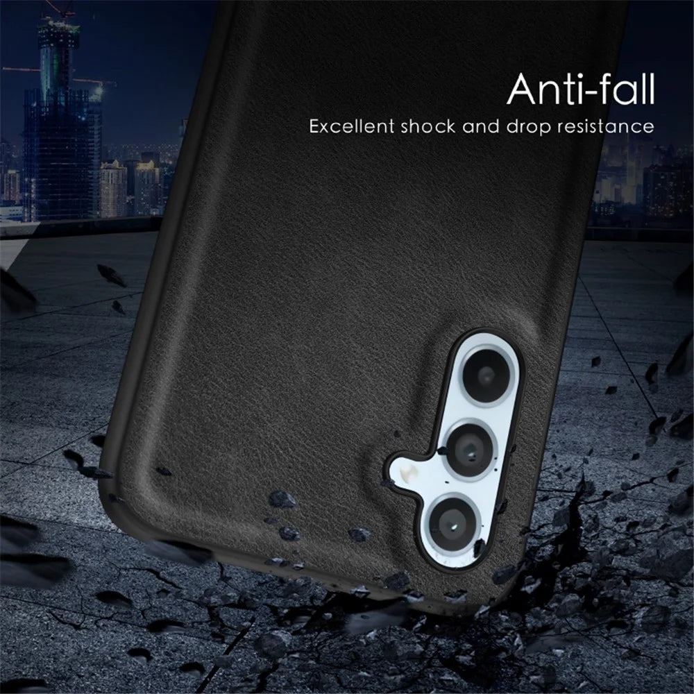 For Samsung Galaxy A54 5G Retro Texture Phone Case PU Leather Coated TPU Phone Cover - Black - 3