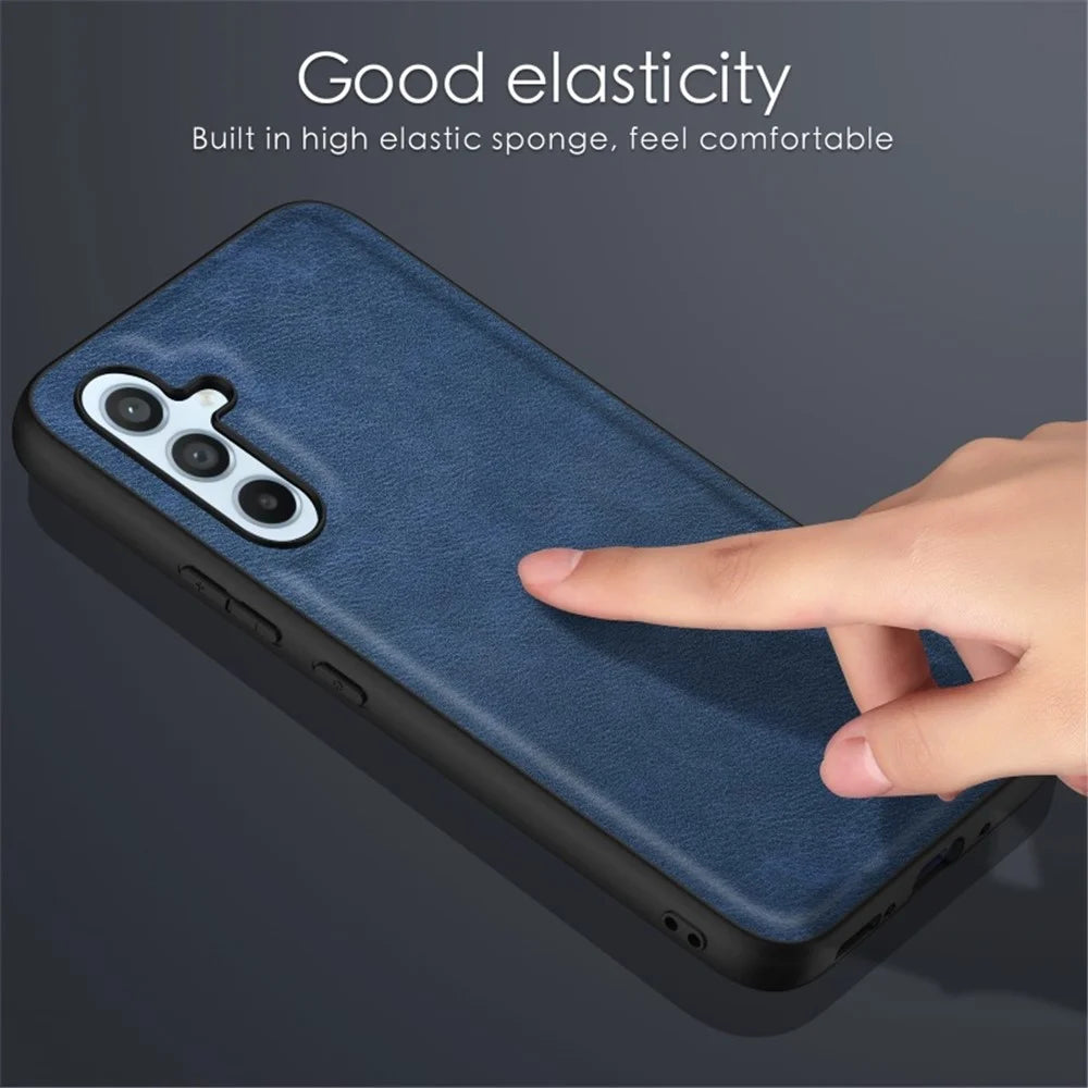 For Samsung Galaxy A54 5G Retro Texture Phone Case PU Leather Coated TPU Phone Cover - Black - 6