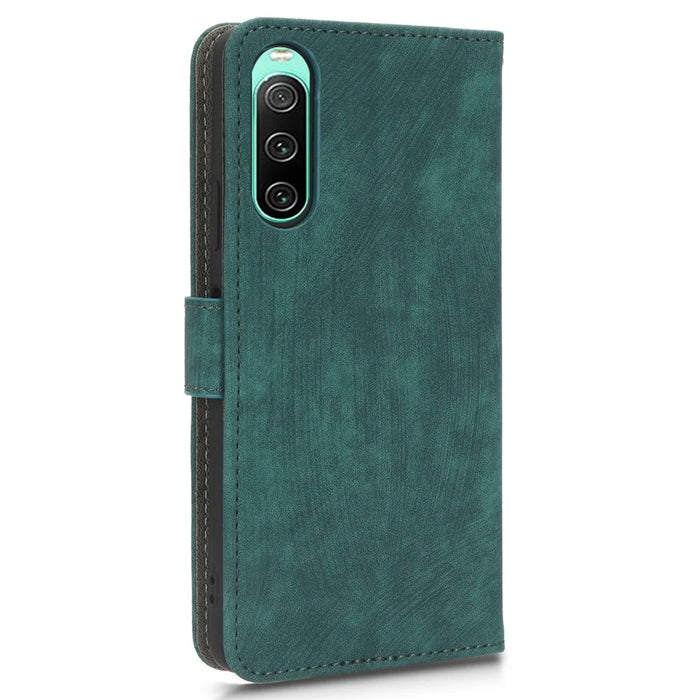 For Sony Xperia 10 IV 5G Phone Leather Case Stand Wallet RFID Blocking Phone Cover with Strap - Green - 6