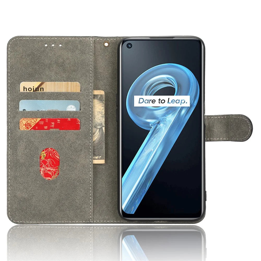 For Realme 9i 4G / Oppo A36 / A76 / A96 4G Leather Phone Case RFID Blocking Phone Wallet Stand Cover with Strap - Purple - 2