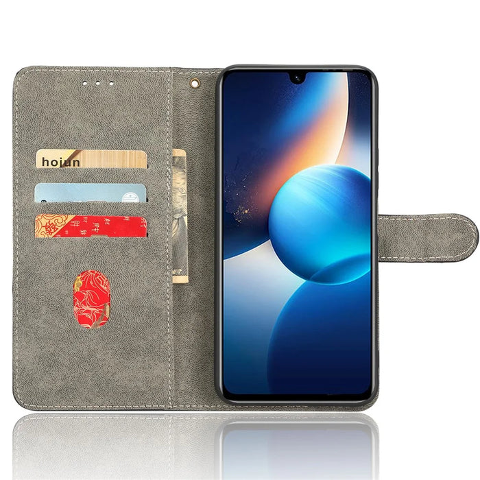 For Infinix Zero 20 4G X6821 Phone Stand Case RFID Blocking PU Leather Wallet Cover with Strap - Black - 2