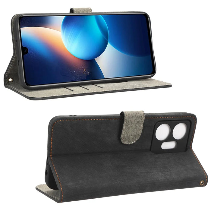 For Infinix Zero 20 4G X6821 Phone Stand Case RFID Blocking PU Leather Wallet Cover with Strap - Black - 3