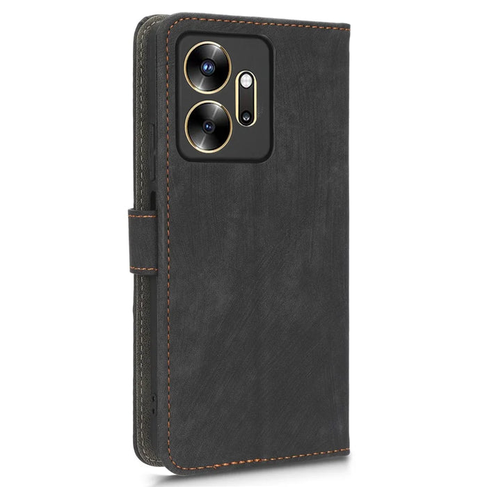 For Infinix Zero 20 4G X6821 Phone Stand Case RFID Blocking PU Leather Wallet Cover with Strap - Black - 6