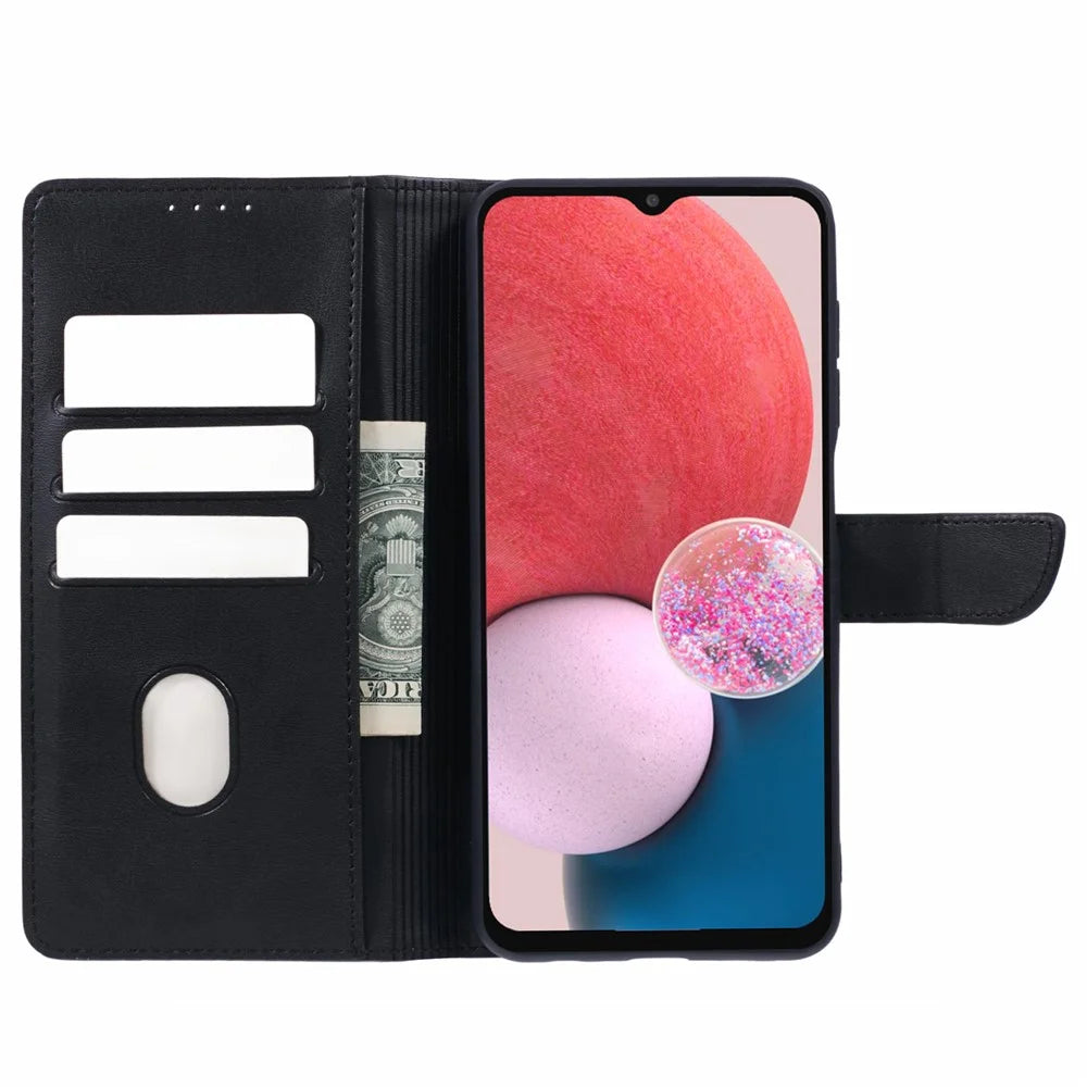 For Samsung Galaxy A04s 4G (164.7mm) / A13 4G Cover Leather Phone Case Stand Wallet - Black - 2