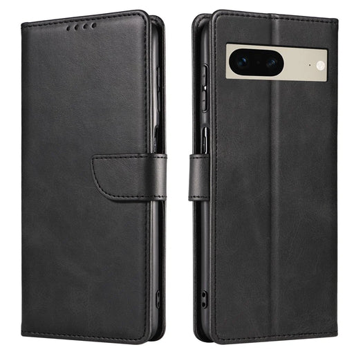 For Google Pixel 7 5G Square Clasp Phone Cover Scratch-resistant Flip Leather Phone Case with Stand Wallet - Black - 1