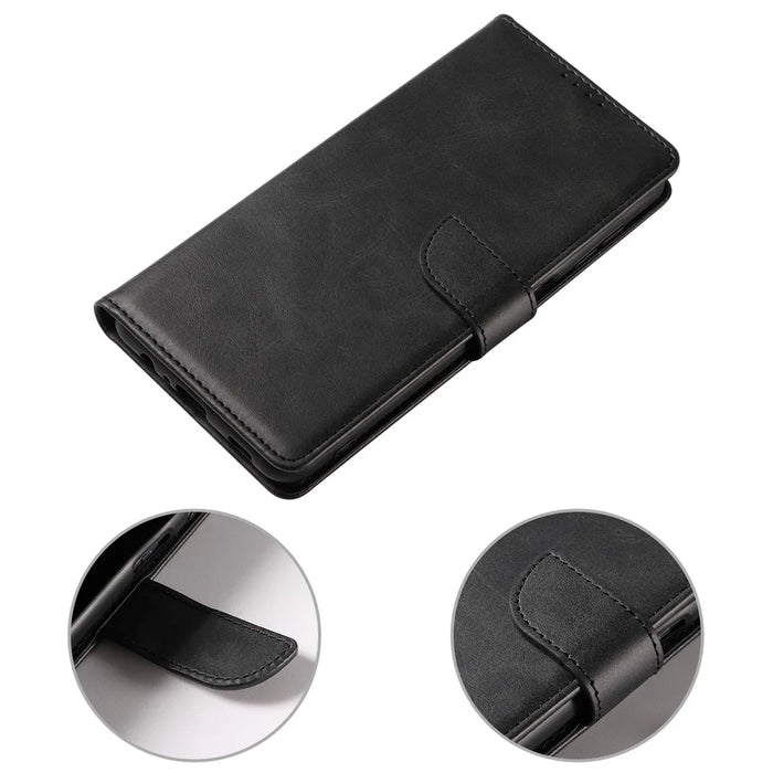 For Google Pixel 7 5G Square Clasp Phone Cover Scratch-resistant Flip Leather Phone Case with Stand Wallet - Black - 6