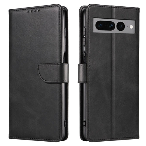 For Google Pixel 7 Pro 5G Anti-fall Phone Cover Square Clasp Leather Phone Case with Stand Wallet - Black - 1