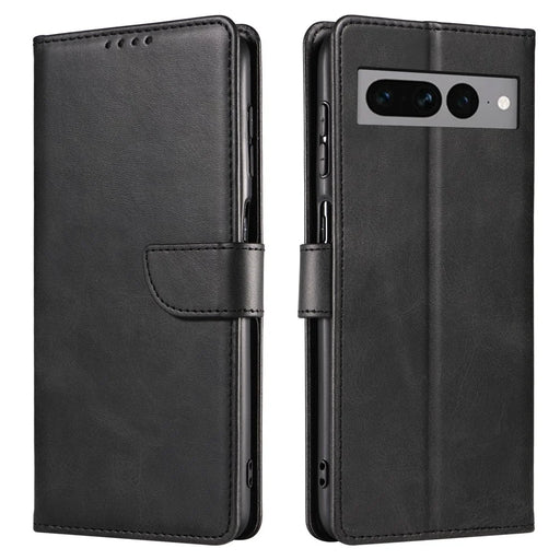 For Google Pixel 7 Pro 5G Anti-fall Phone Cover Square Clasp Leather Phone Case with Stand Wallet - Black - 1