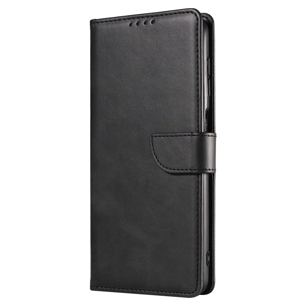 For Google Pixel 7 Pro 5G Anti-fall Phone Cover Square Clasp Leather Phone Case with Stand Wallet - Black - 7