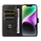 For iPhone 14 Plus Stand Leather Phone Cover Square Clasp Smartphone Case with Wallet - Black - 2