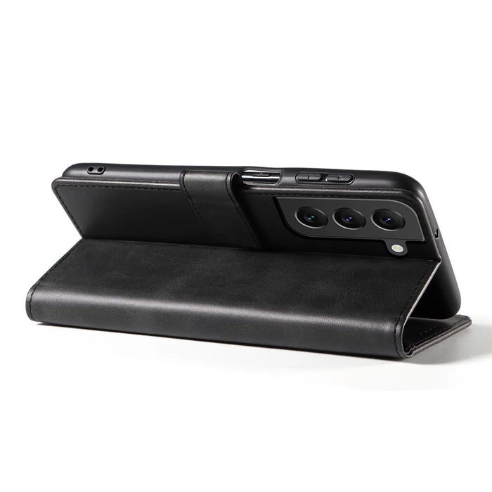 For Samsung Galaxy S23+ Anti-scratch Phone Cover Square Leather Mobile Phone Case with Stand Wallet - Black - 3