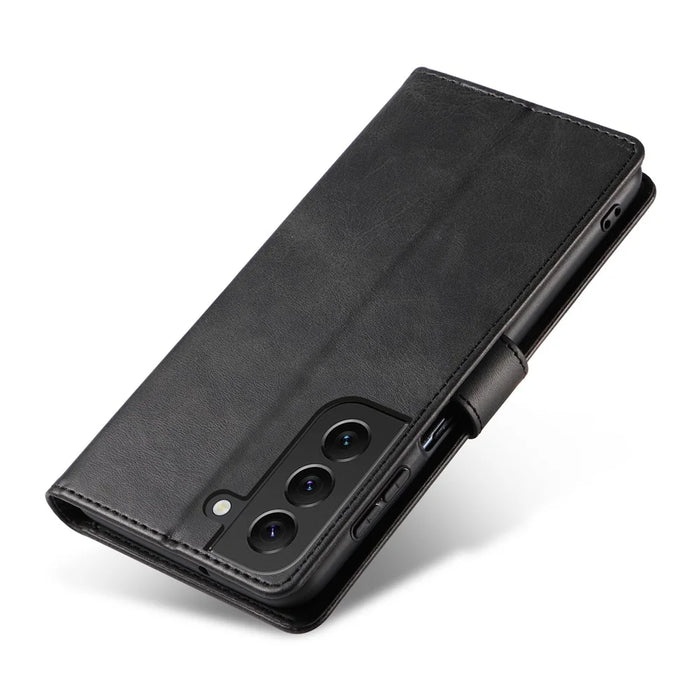 For Samsung Galaxy S23+ Anti-scratch Phone Cover Square Leather Mobile Phone Case with Stand Wallet - Black - 4