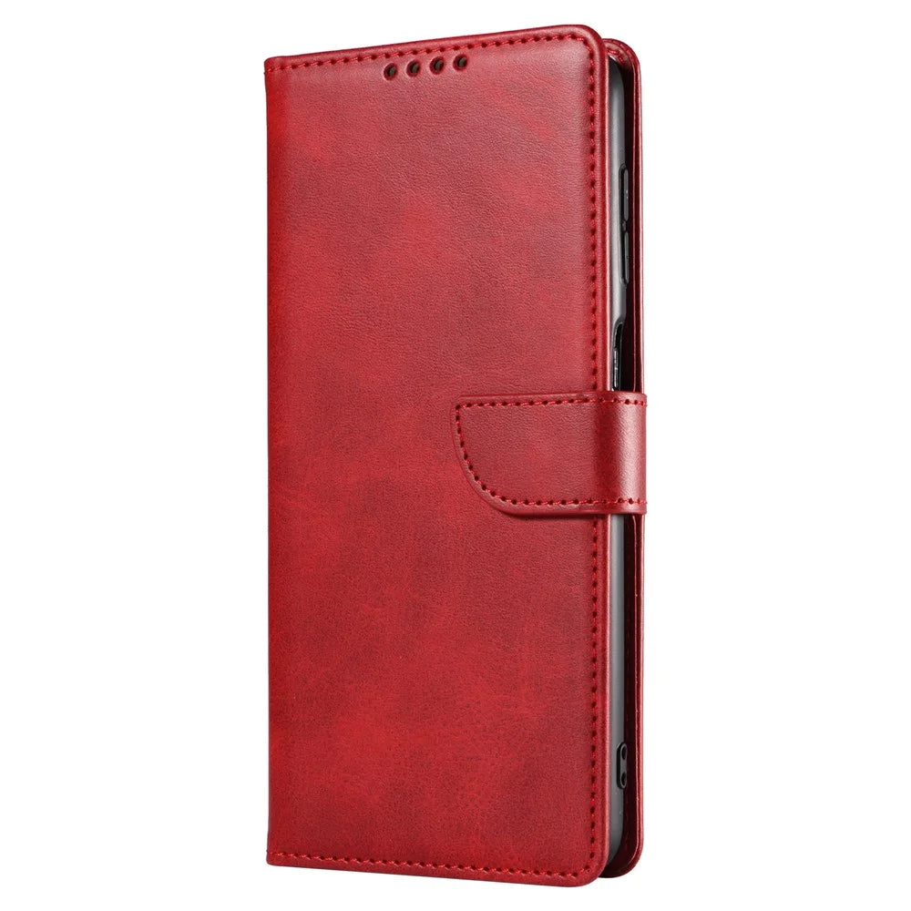For Samsung Galaxy A33 5G Stand Phone Cover Square Magnetic Clasp Wallet Leather Phone Case - Red - 7