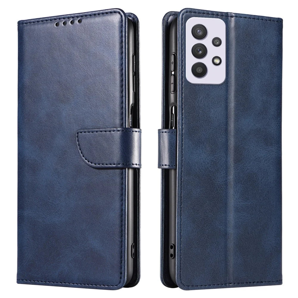 For Samsung Galaxy A53 5G Phone Wallet Case Stand Square Magnetic Clasp Leather Cover - Blue - 1