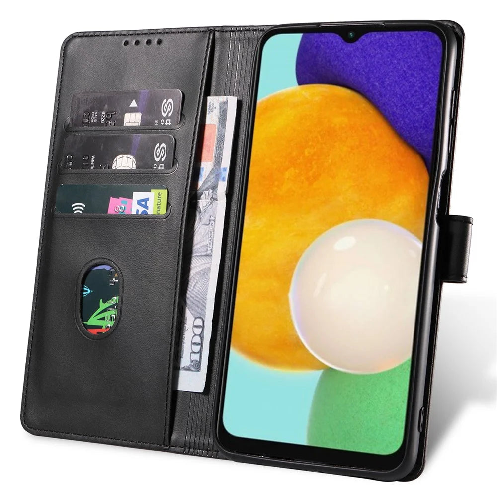 For Samsung Galaxy A54 5G Wallet Phone Case PU Leather Stand Square Magnetic Clasp Cover - Black - 2