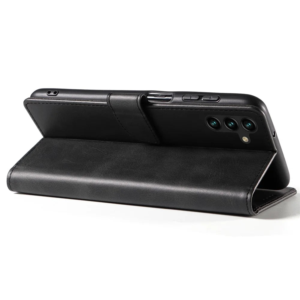 For Samsung Galaxy A54 5G Wallet Phone Case PU Leather Stand Square Magnetic Clasp Cover - Black - 3