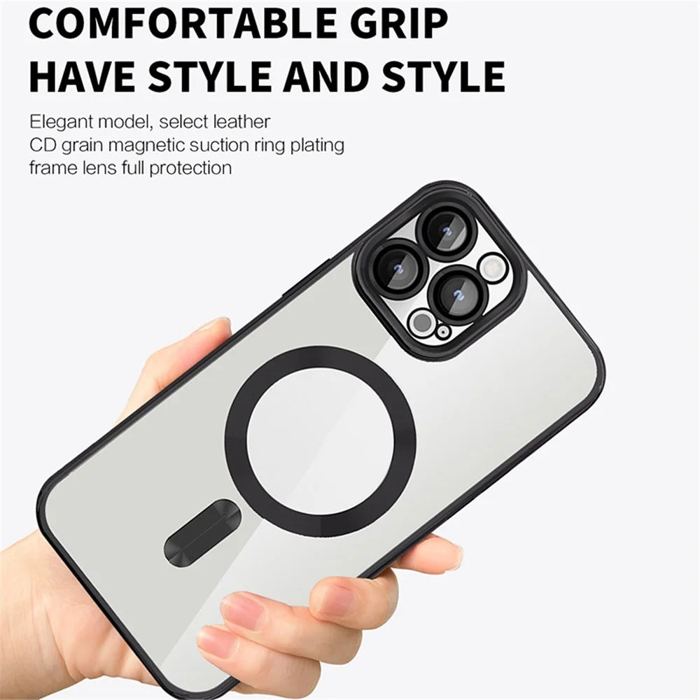 Magnetic Case for Samsung Galaxy S23 TPU + PC Camera Protection Phone Cover - Brown - 4