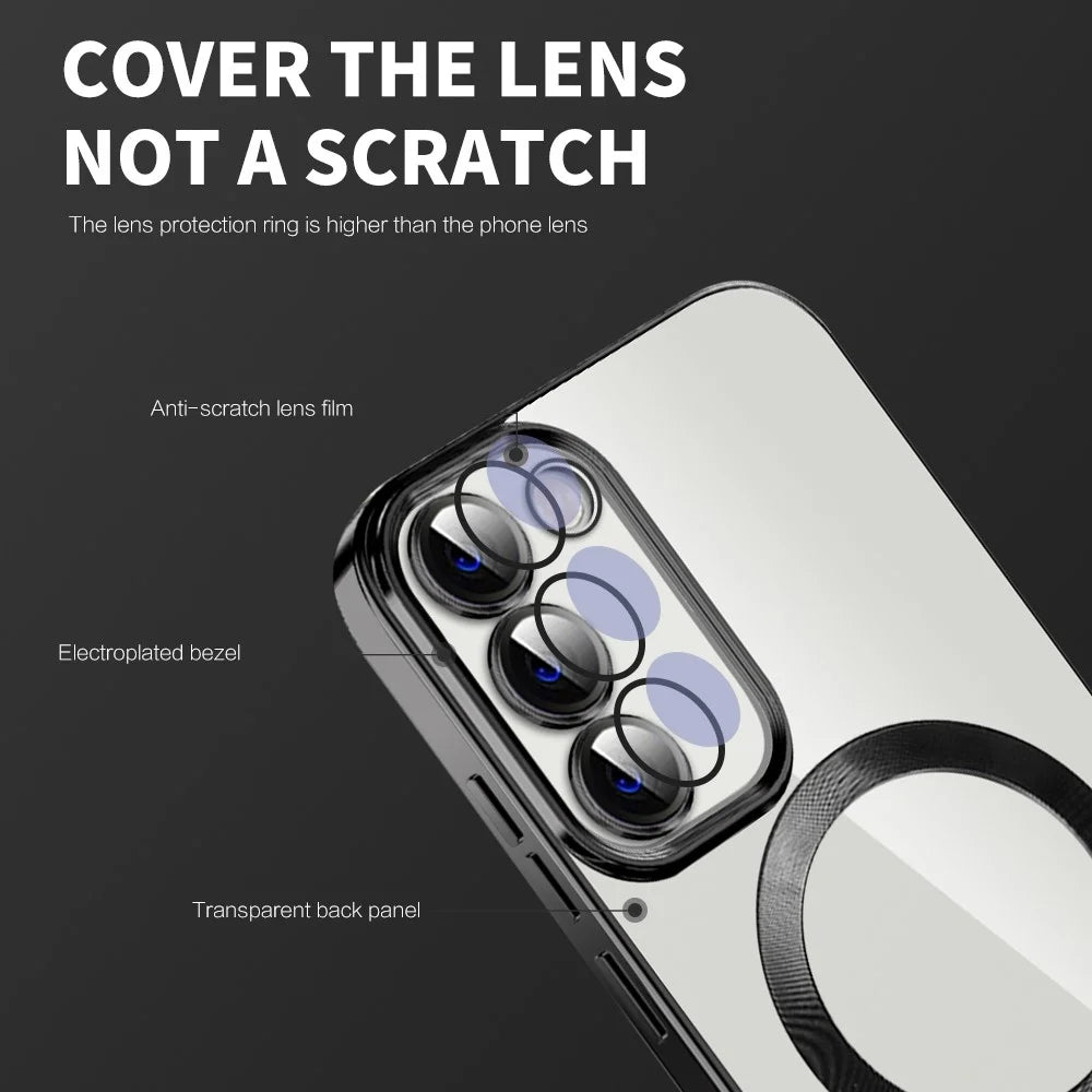 Magnetic Case for Samsung Galaxy S23 TPU + PC Camera Protection Phone Cover - Brown - 5
