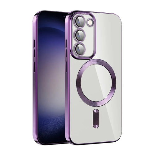 Clear Magnetic Case for Samsung Galaxy S23+ TPU + PC Shockproof Phone Cover - Purple - 1