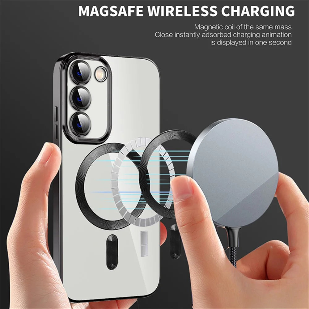 Clear Magnetic Case for Samsung Galaxy S23+ TPU + PC Shockproof Phone Cover - Purple - 2
