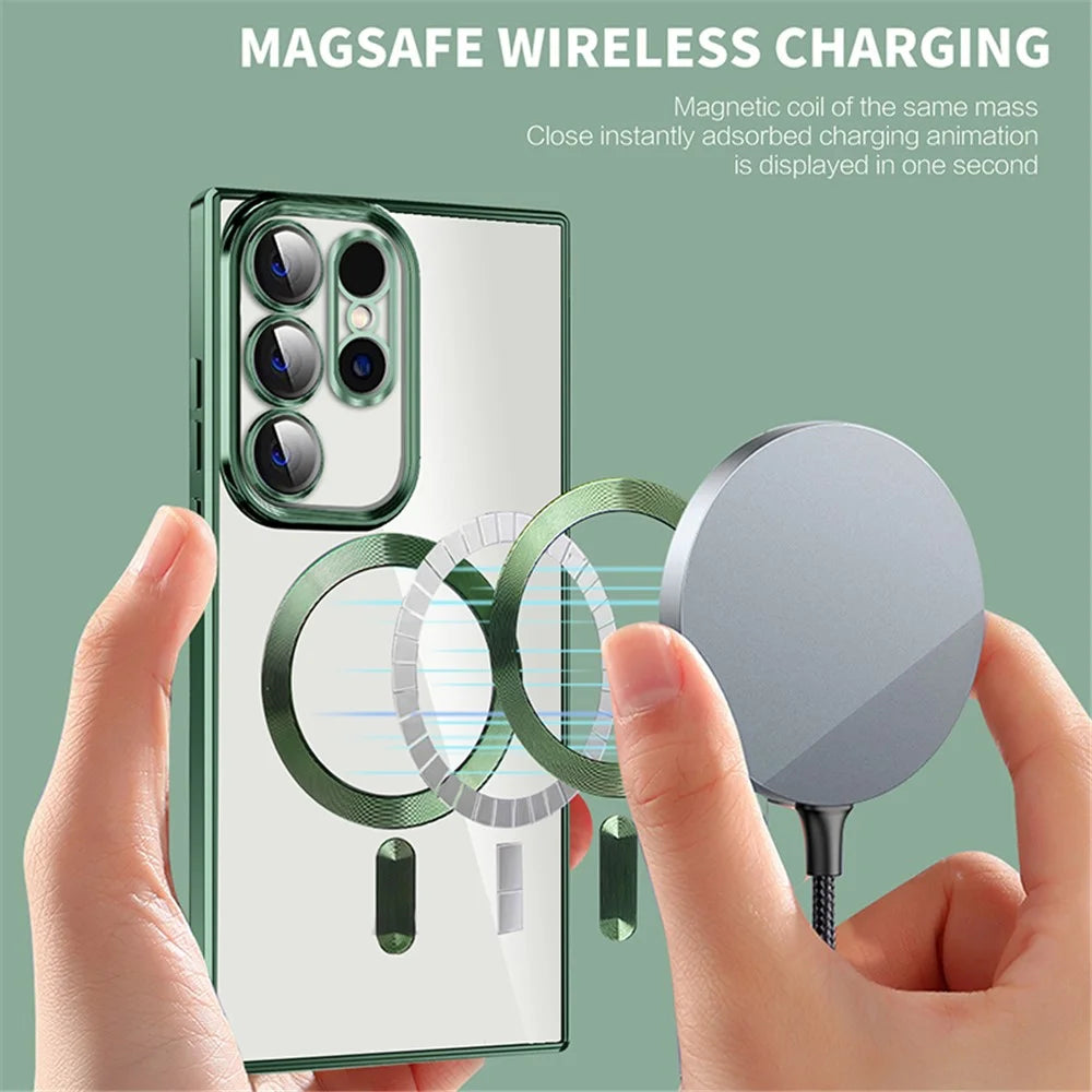 Magnetic Phone Case for Samsung Galaxy S23 Ultra Magnetic Case TPU + PC Drop Protection Cover - Brown - 2