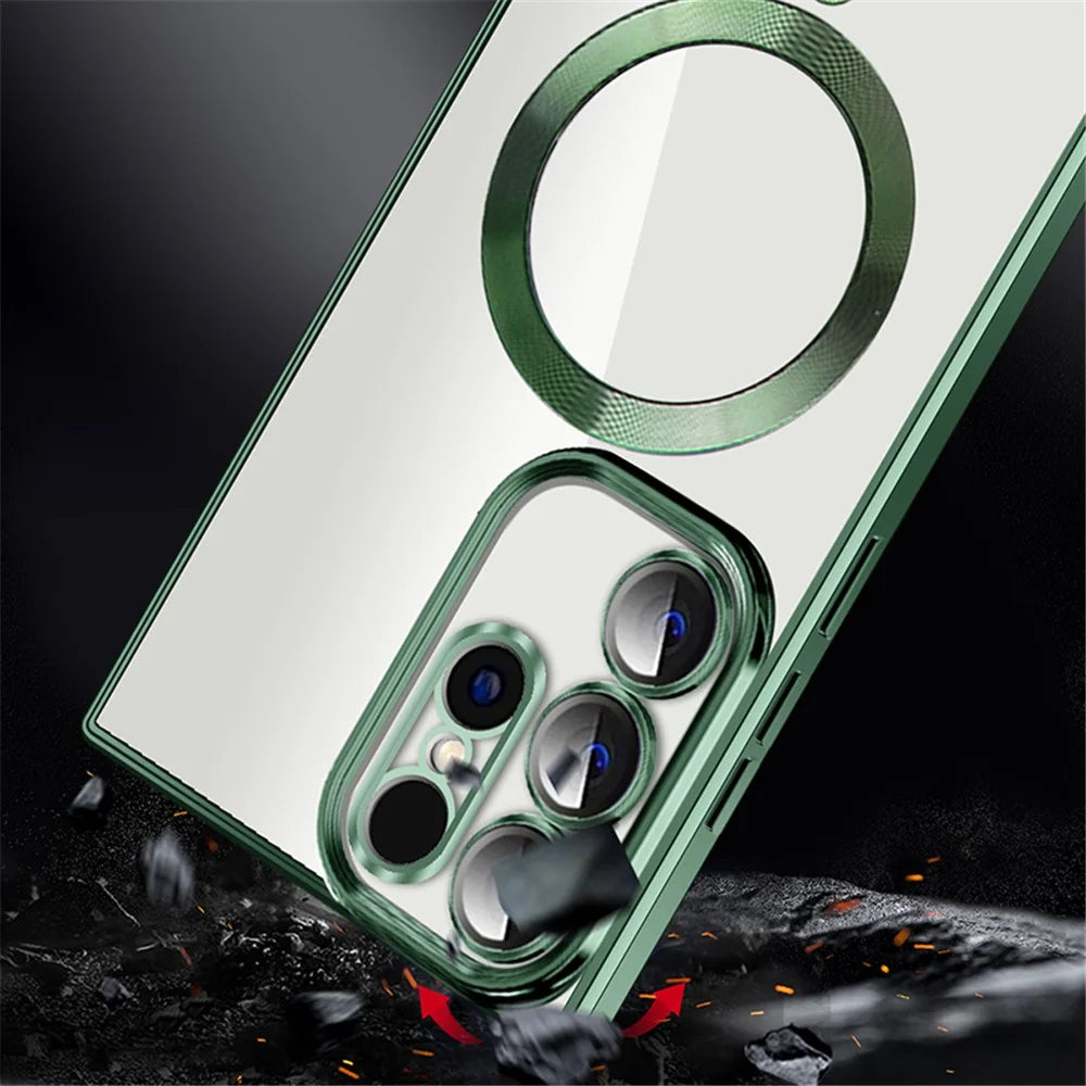 Magnetic Phone Case for Samsung Galaxy S23 Ultra Magnetic Case TPU + PC Drop Protection Cover - Brown - 4