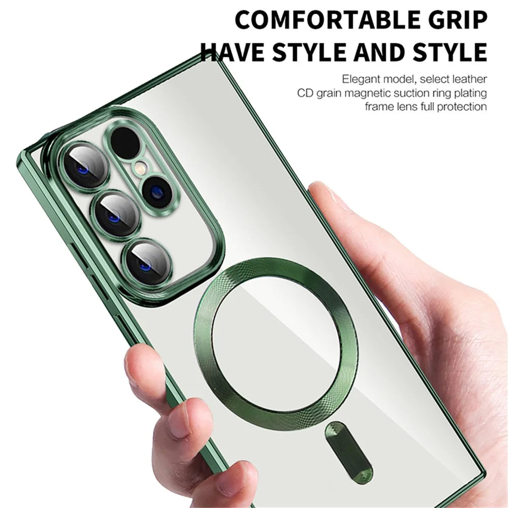 Magnetic Phone Case for Samsung Galaxy S23 Ultra Magnetic Case TPU + PC Drop Protection Cover - Brown - 5