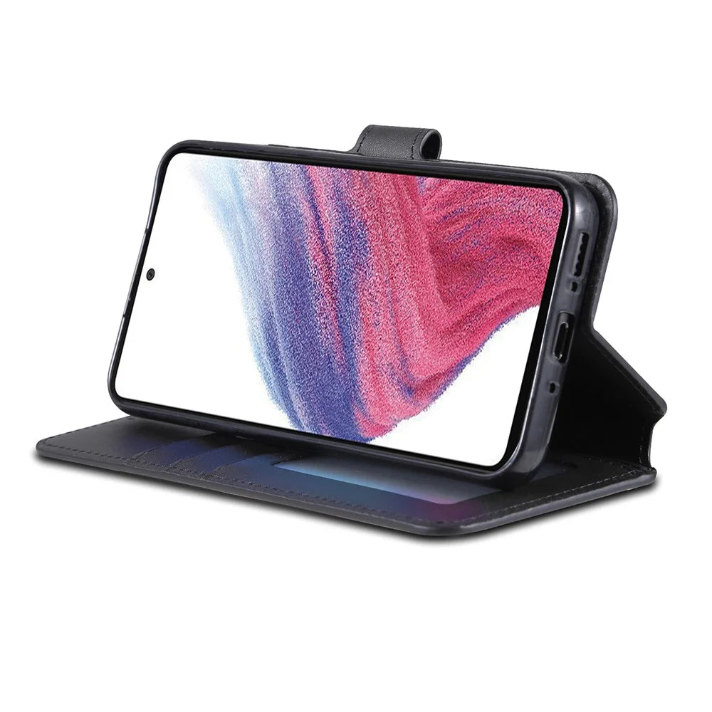 AZNS Phone Case For Samsung Galaxy A54 5G Calf Texture Wallet Stand Leather Protective Phone Cover - Black - 3