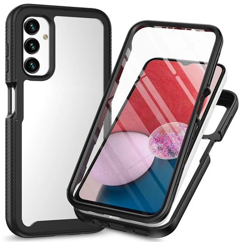 For Samsung Galaxy A14 5G / A14 4G Phone Case PC + TPU Clear Phone Cover with Built-in PET Screen Protector - Black - 1