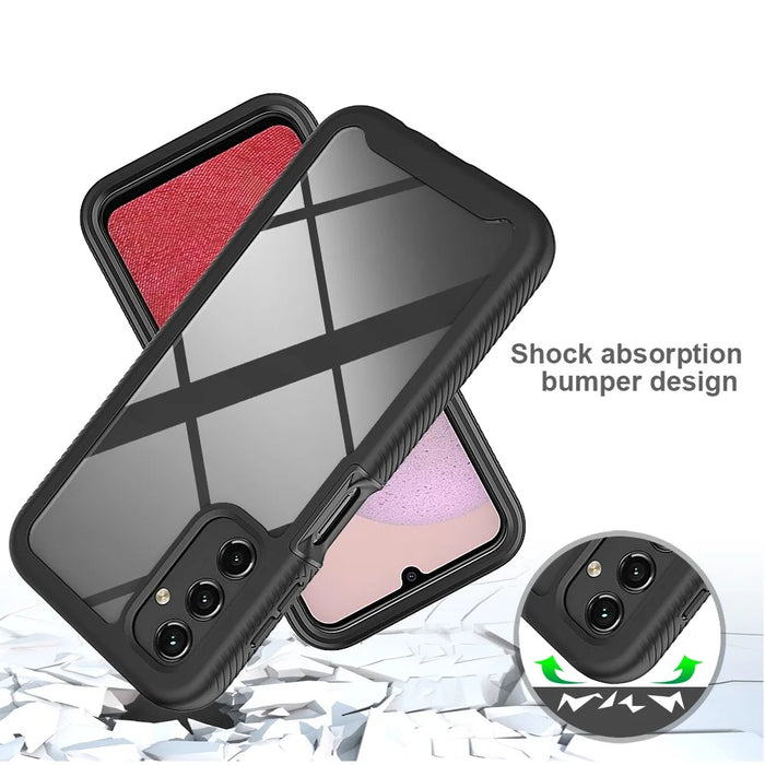 For Samsung Galaxy A14 5G / A14 4G Phone Case PC + TPU Clear Phone Cover with Built-in PET Screen Protector - Black - 2