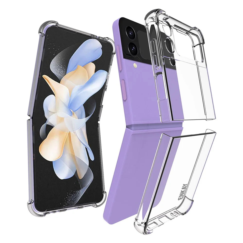 ENKAY HAT PRINCE For Samsung Galaxy Z Flip4 5G Shockproof Phone Case Anti-slip Strip Edge Clear TPU Cover - 1