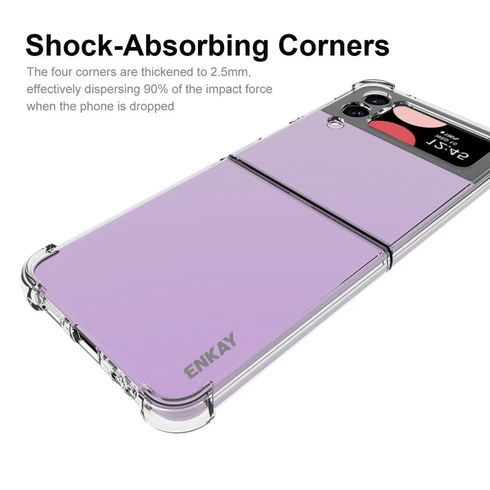 ENKAY HAT PRINCE For Samsung Galaxy Z Flip4 5G Shockproof Phone Case Anti-slip Strip Edge Clear TPU Cover - 3