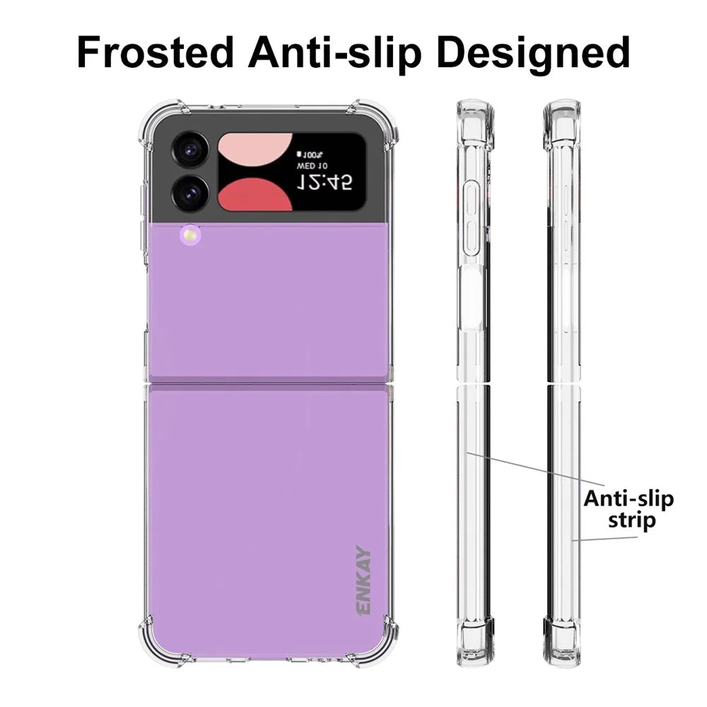 ENKAY HAT PRINCE For Samsung Galaxy Z Flip4 5G Shockproof Phone Case Anti-slip Strip Edge Clear TPU Cover - 5